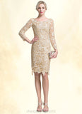 Raquel Sheath/Column Scoop Neck Knee-Length Lace Mother of the Bride Dress STI126P0014865