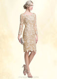 Raquel Sheath/Column Scoop Neck Knee-Length Lace Mother of the Bride Dress STI126P0014865