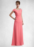 Madyson A-Line Scoop Neck Floor-Length Chiffon Mother of the Bride Dress With Ruffle Beading STI126P0014872