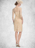 Kaylie Sheath/Column Scoop Neck Knee-Length Lace Mother of the Bride Dress With Beading Sequins STI126P0014874