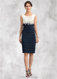 Alexandra Sheath/Column Scoop Neck Knee-Length Chiffon Mother of the Bride Dress With Appliques Lace STI126P0014880