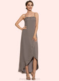 Xiomara A-Line Square Neckline Asymmetrical Chiffon Mother of the Bride Dress With Appliques Lace Sequins STI126P0014888