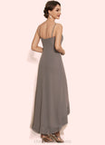 Xiomara A-Line Square Neckline Asymmetrical Chiffon Mother of the Bride Dress With Appliques Lace Sequins STI126P0014888