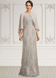 Riley A-Line Square Neckline Floor-Length Lace Mother of the Bride Dress STI126P0014889