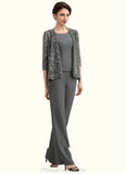 Casey Jumpsuit/Pantsuit Scoop Neck Ankle-Length Chiffon Mother of the Bride Dress STI126P0014890