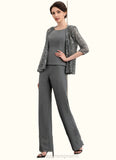 Casey Jumpsuit/Pantsuit Scoop Neck Ankle-Length Chiffon Mother of the Bride Dress STI126P0014890