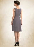 Louisa A-Line Scoop Neck Knee-Length Chiffon Mother of the Bride Dress With Sequins STI126P0014894