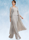 Clara Jumpsuit/Pantsuit Square Neckline Floor-Length Chiffon Mother of the Bride Dress STI126P0014900