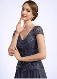 Sadie A-Line V-neck Floor-Length Chiffon Lace Mother of the Bride Dress With Sequins STI126P0014901