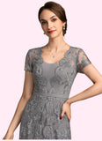 Zara A-Line Square Neckline Sweep Train Chiffon Lace Mother of the Bride Dress STI126P0014903