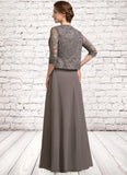 Aurora A-Line Square Neckline Floor-Length Chiffon Lace Mother of the Bride Dress STI126P0014904