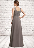 Aurora A-Line Square Neckline Floor-Length Chiffon Lace Mother of the Bride Dress STI126P0014904