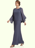 Marin A-Line Scoop Neck Ankle-Length Chiffon Mother of the Bride Dress With Flower(s) STI126P0014908