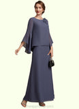 Marin A-Line Scoop Neck Ankle-Length Chiffon Mother of the Bride Dress With Flower(s) STI126P0014908