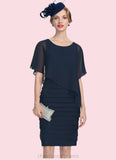 Juliet Sheath/Column Scoop Neck Knee-Length Chiffon Mother of the Bride Dress With Ruffle STI126P0014913