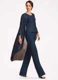 Kristen Jumpsuit/Pantsuit Scoop Neck Floor-Length Chiffon Mother of the Bride Dress STI126P0014914