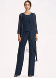 Kristen Jumpsuit/Pantsuit Scoop Neck Floor-Length Chiffon Mother of the Bride Dress STI126P0014914