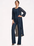 Kristen Jumpsuit/Pantsuit Scoop Neck Floor-Length Chiffon Mother of the Bride Dress STI126P0014914