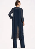 Kristen Jumpsuit/Pantsuit Scoop Neck Floor-Length Chiffon Mother of the Bride Dress STI126P0014914