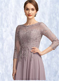 Evie A-Line Scoop Neck Floor-Length Chiffon Lace Mother of the Bride Dress With Sequins STI126P0014918