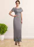 Amelie Sheath/Column Scoop Neck Ankle-Length Chiffon Lace Mother of the Bride Dress With Sequins STI126P0014922