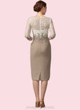 Zoey Sheath/Column Scoop Neck Knee-Length Chiffon Lace Mother of the Bride Dress STI126P0014927