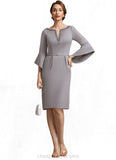 Sofia Sheath/Column V-neck Knee-Length Stretch Crepe Mother of the Bride Dress With Beading STI126P0014928