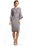 Sofia Sheath/Column V-neck Knee-Length Stretch Crepe Mother of the Bride Dress With Beading STI126P0014928