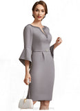 Sofia Sheath/Column V-neck Knee-Length Stretch Crepe Mother of the Bride Dress With Beading STI126P0014928