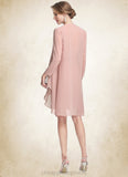 Meg Sheath/Column Sweetheart Knee-Length Chiffon Mother of the Bride Dress With Ruffle Lace STI126P0014929