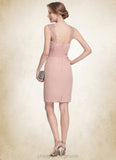 Meg Sheath/Column Sweetheart Knee-Length Chiffon Mother of the Bride Dress With Ruffle Lace STI126P0014929