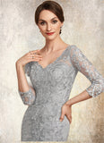 Sue Sheath/Column V-neck Knee-Length Lace Mother of the Bride Dress STI126P0014931