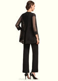 Henrietta Jumpsuit/Pantsuit Scoop Neck Ankle-Length Chiffon Mother of the Bride Dress With Beading Sequins STI126P0014932