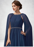 Bella A-Line Scoop Neck Tea-Length Chiffon Mother of the Bride Dress With Beading STI126P0014934