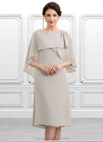 Cora A-Line Scoop Neck Knee-Length Chiffon Mother of the Bride Dress STI126P0014935