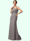 Azul Sheath/Column Square Neckline Floor-Length Chiffon Lace Mother of the Bride Dress STI126P0014936