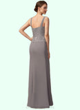 Azul Sheath/Column Square Neckline Floor-Length Chiffon Lace Mother of the Bride Dress STI126P0014936