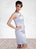 Maisie Sheath/Column Scoop Neck Knee-Length Satin Mother of the Bride Dress STI126P0014937