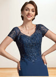 Hazel A-Line V-neck Floor-Length Chiffon Lace Mother of the Bride Dress With Sequins STI126P0014938