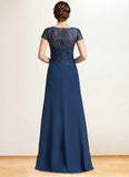 Hazel A-Line V-neck Floor-Length Chiffon Lace Mother of the Bride Dress With Sequins STI126P0014938