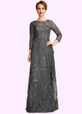 Charlie A-Line Scoop Neck Floor-Length Lace Mother of the Bride Dress With Sequins STI126P0014939