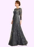 Charlie A-Line Scoop Neck Floor-Length Lace Mother of the Bride Dress With Sequins STI126P0014939