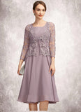 Norma A-Line Square Neckline Knee-Length Chiffon Mother of the Bride Dress STI126P0014940