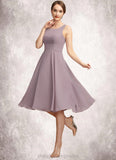 Norma A-Line Square Neckline Knee-Length Chiffon Mother of the Bride Dress STI126P0014940