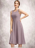 Norma A-Line Square Neckline Knee-Length Chiffon Mother of the Bride Dress STI126P0014940