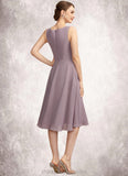 Norma A-Line Square Neckline Knee-Length Chiffon Mother of the Bride Dress STI126P0014940