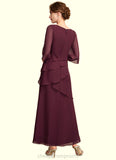 Whitney A-Line Scoop Neck Ankle-Length Chiffon Mother of the Bride Dress With Cascading Ruffles STI126P0014941