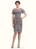 Madelynn Sheath/Column Scoop Neck Knee-Length Lace Mother of the Bride Dress STI126P0014944