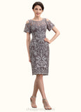 Madelynn Sheath/Column Scoop Neck Knee-Length Lace Mother of the Bride Dress STI126P0014944