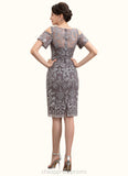 Madelynn Sheath/Column Scoop Neck Knee-Length Lace Mother of the Bride Dress STI126P0014944